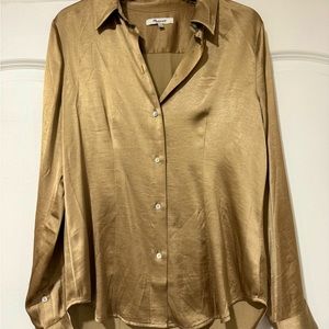 Madewell silk long sleeved blouse. Size 4. Gold.
